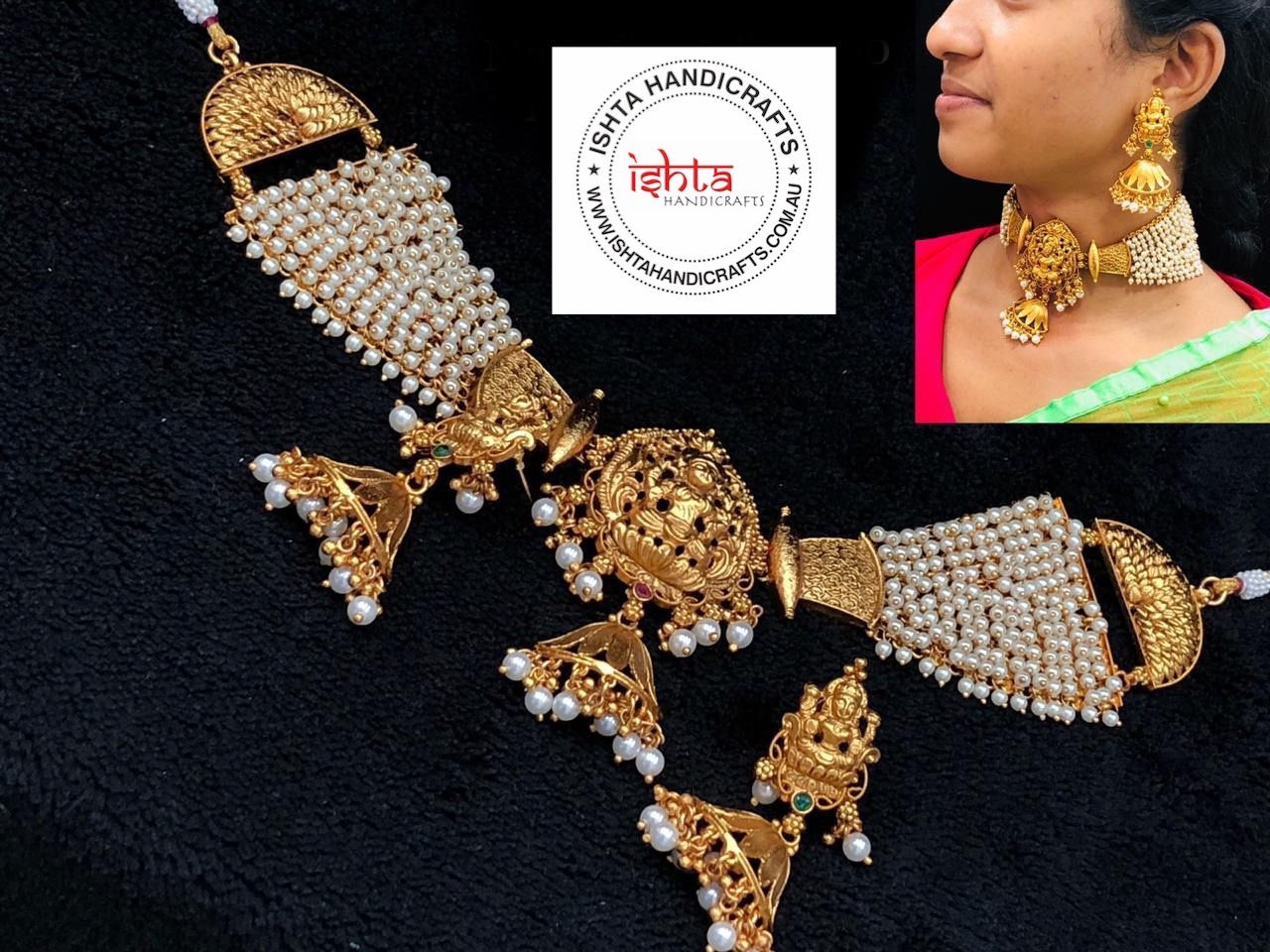 Pearl Lakshmi Choker with Jhumkas
