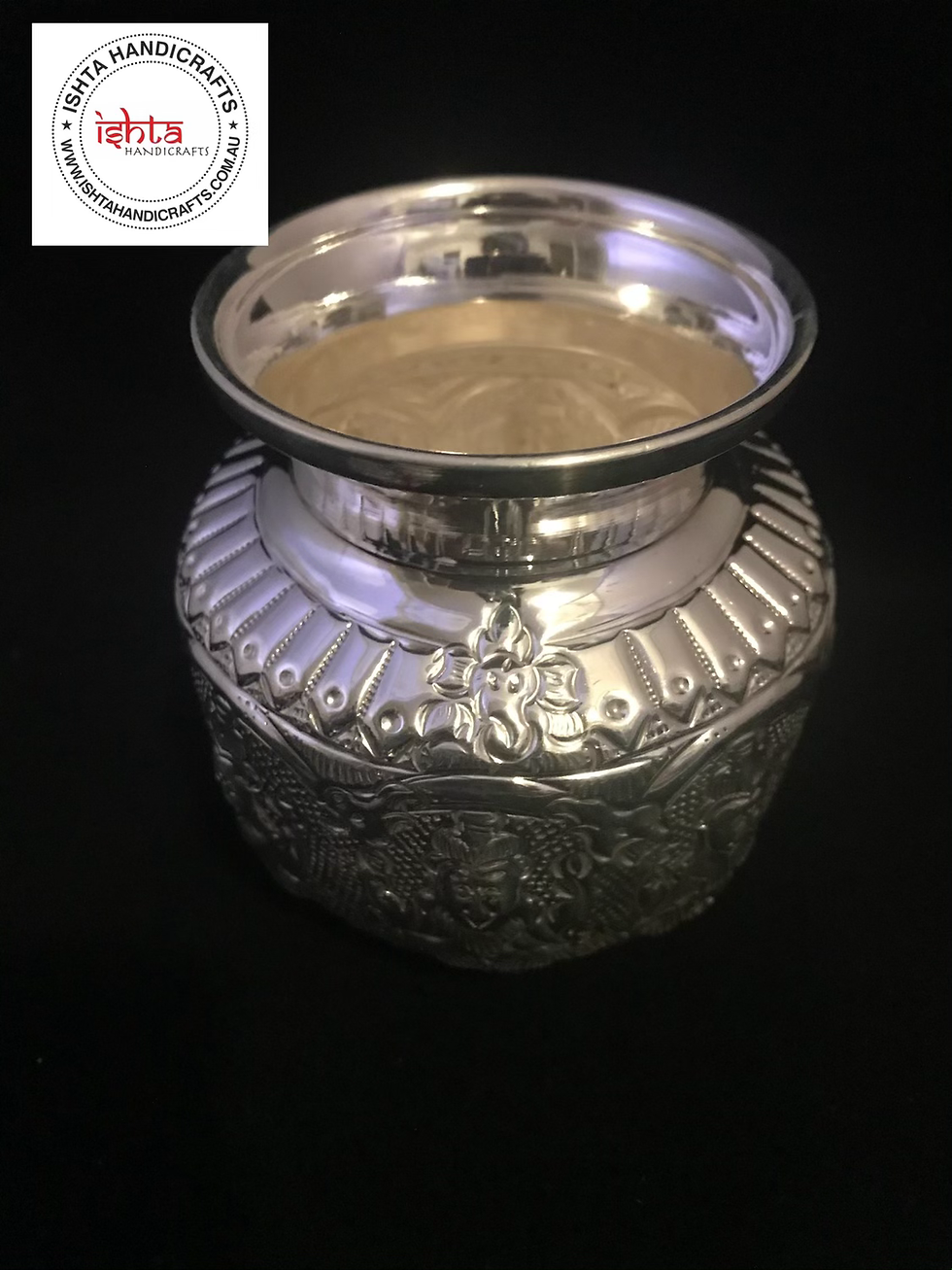 Thumbnail: German Silver Ashta Lakshmi Kalasha - Medium