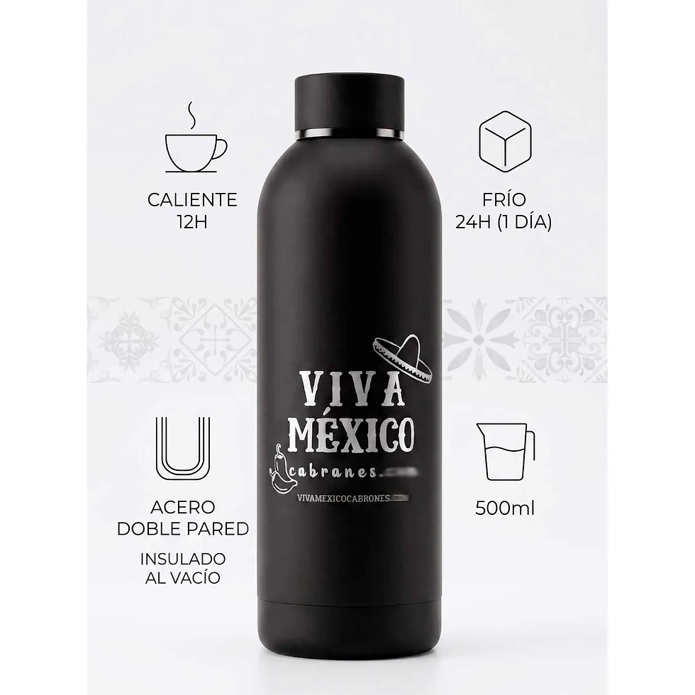 Miniatura: Termo de Acero Inoxidable Viva México Cabrones 520 mL