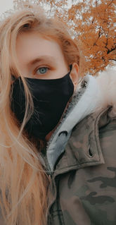 selfie for the brand Space Bound Essentials , with my black anti viral/ anti bacterial, super comfy masks