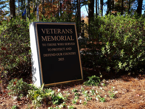 Dedication monument/ marker at Brook Run Park Veterans Memorial, Dunwoody, GA