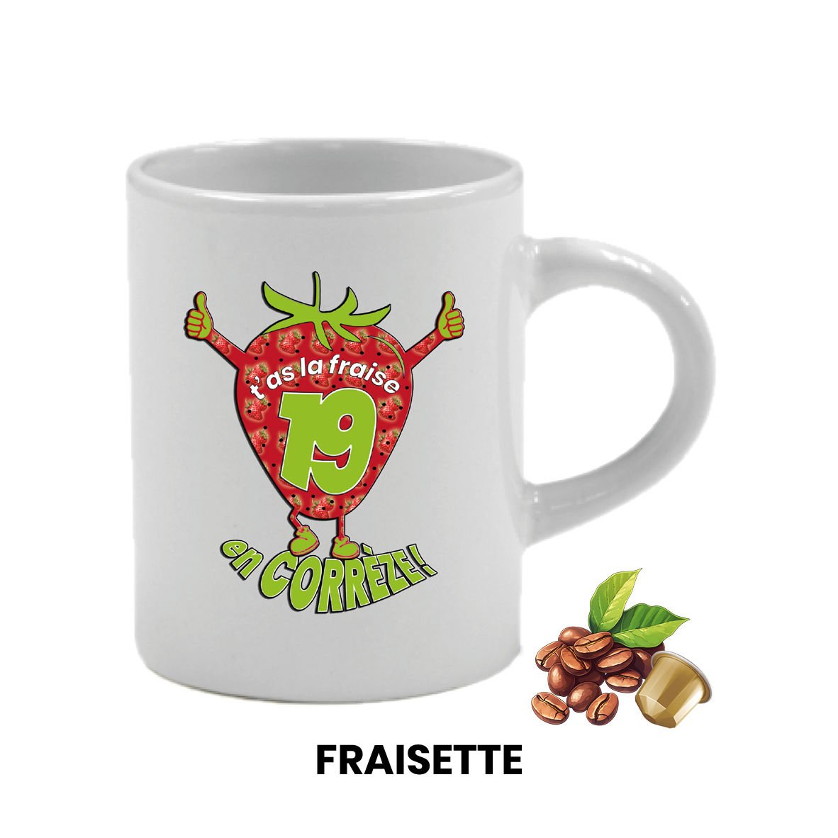 LOT DE 6 TASSES À CAFÉ EXPRESSO - FRAISES 19 - H66mm -Ø52mm