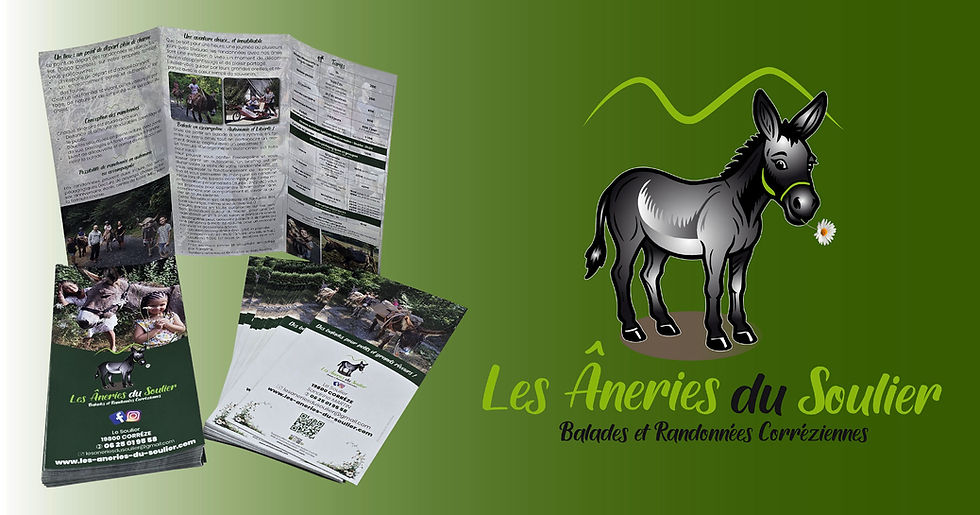 Dépliants commerciaux (2 plis roulés) et Logo réalisés par ACTION COM'19.