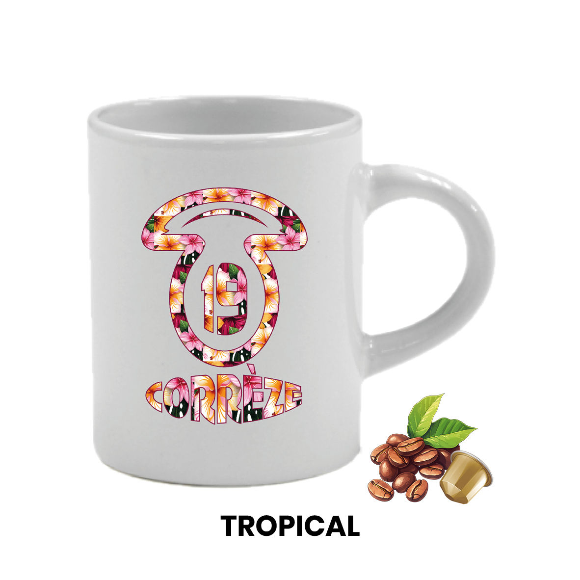 LOT DE 12 TASSES À CAFÉ EXPRESSO - CÈPES 19 - H66mm -Ø52mm