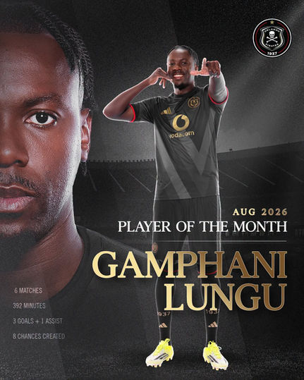 GAMPHANI LUNGU VOTED ORLANDO PIRATES PLAYER OF THE MONTH