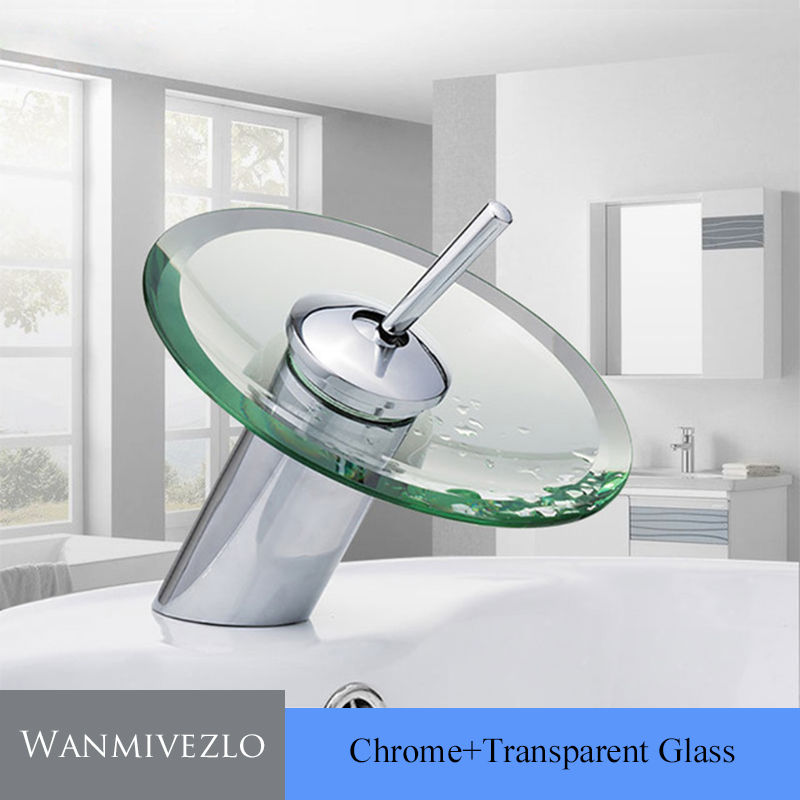 Miniatura: Colorful Glass Waterfall Bathroom Basin Sink Faucet Chrome Basin Sink Faucet Sin