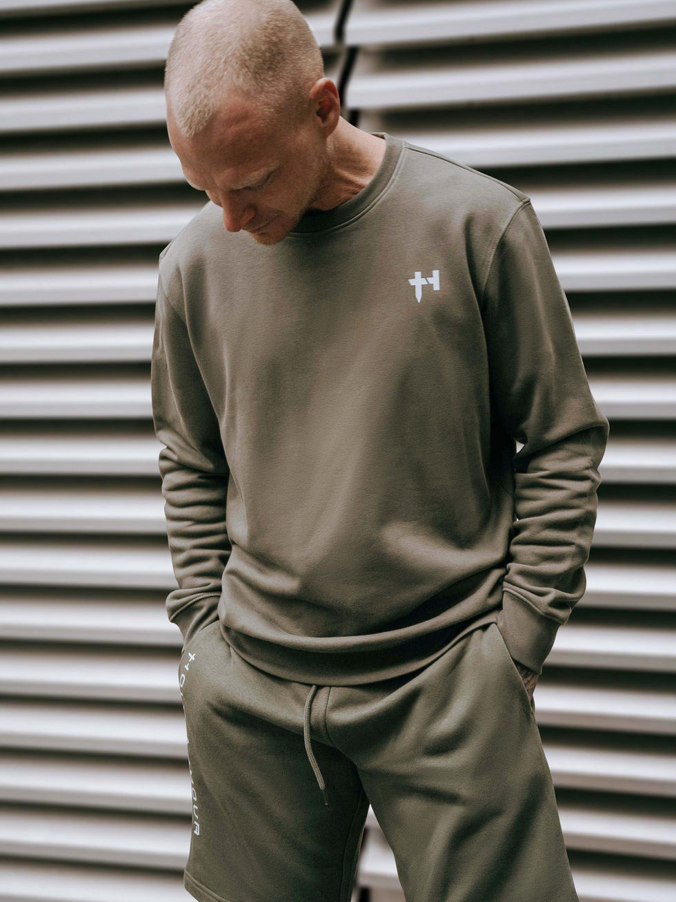 HOLY ARMOUR SWEATSHIRT - KHAKI/WHITE FRONT