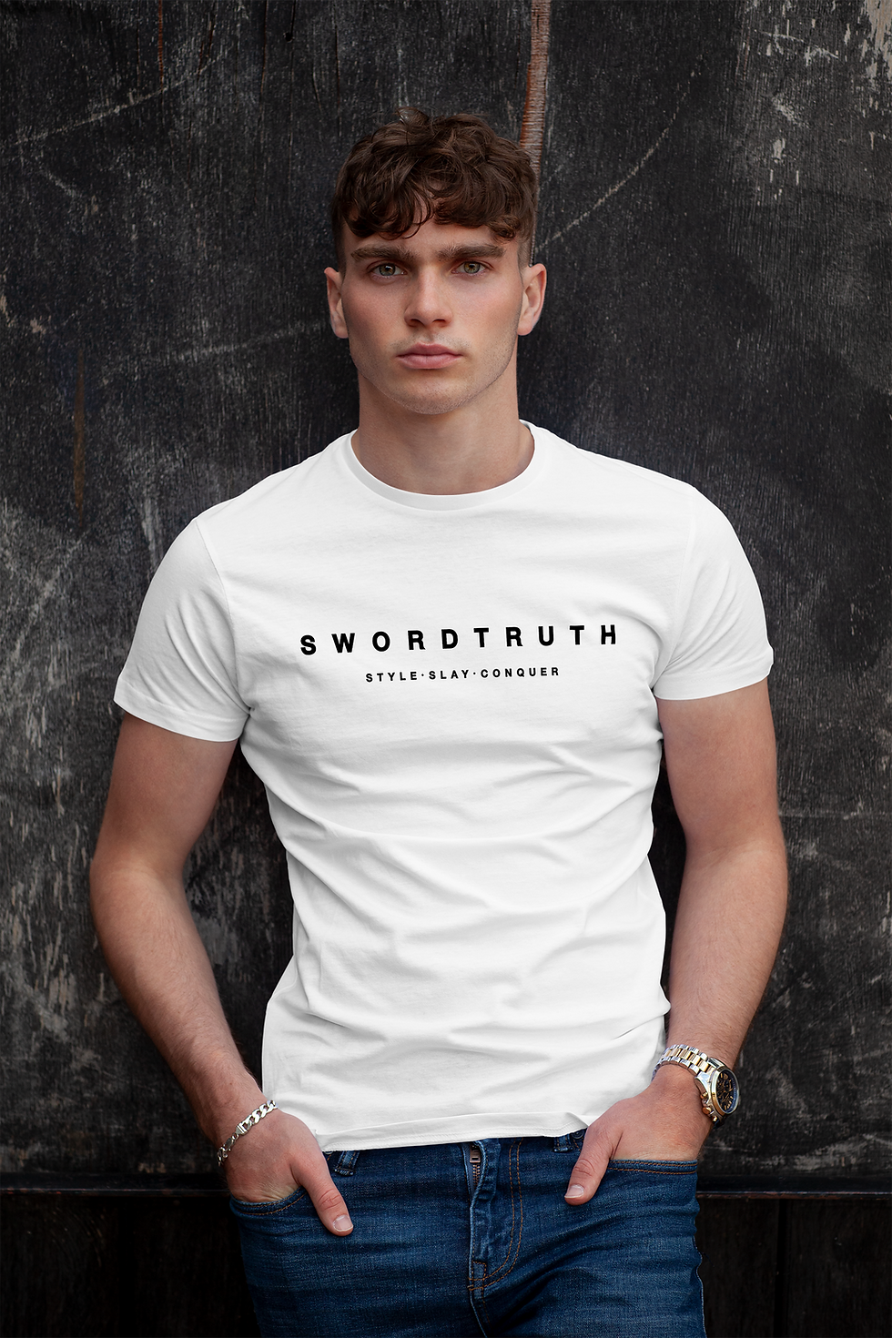 Collections - Swordtruth white T-Shirt Mockup