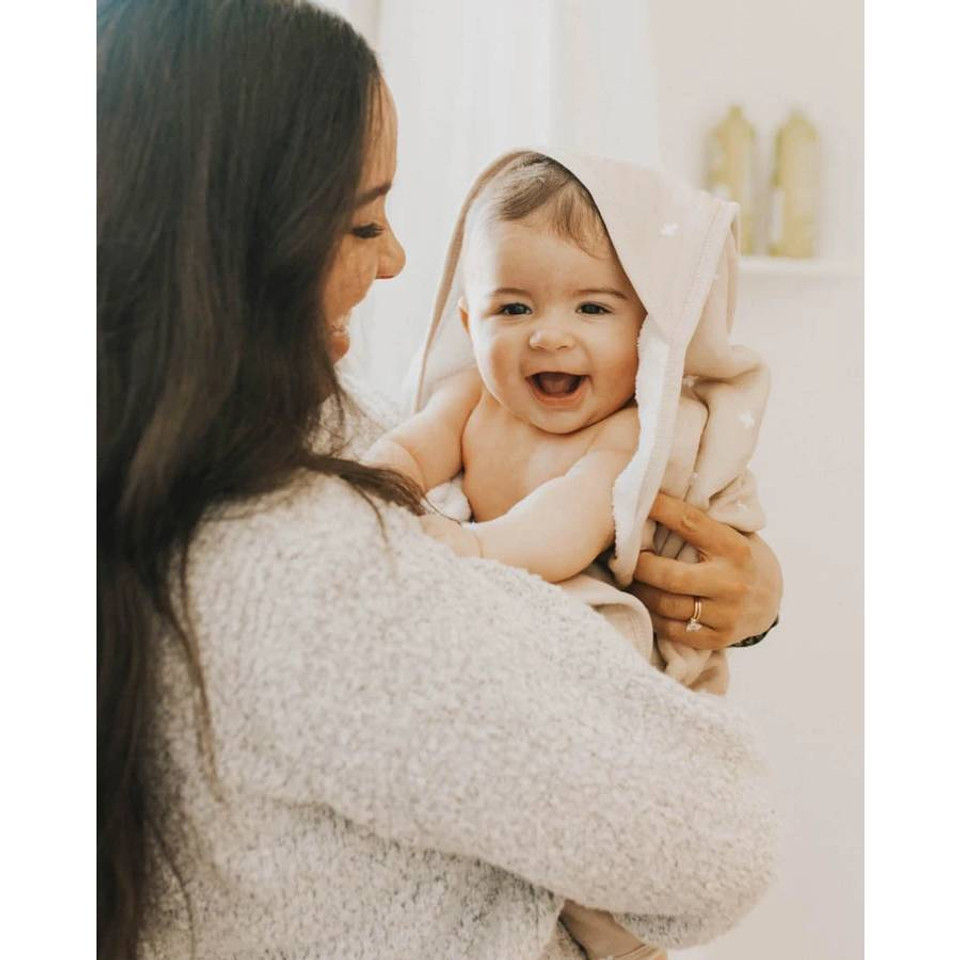 Thumbnail: Hooded Towel + Wash Cloth - Taupe Cross