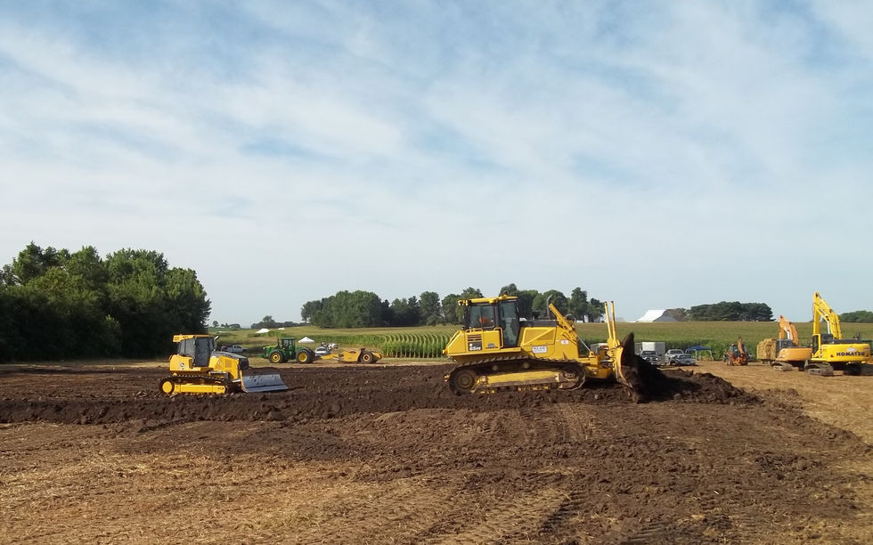 Dozers pushing dirt