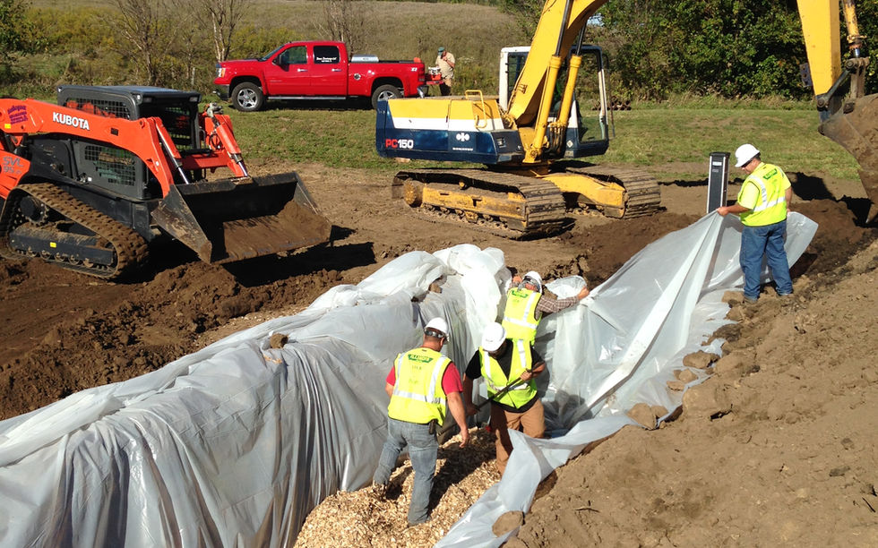 Filling a pit with woodchips