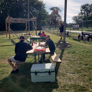 People at a picnic table