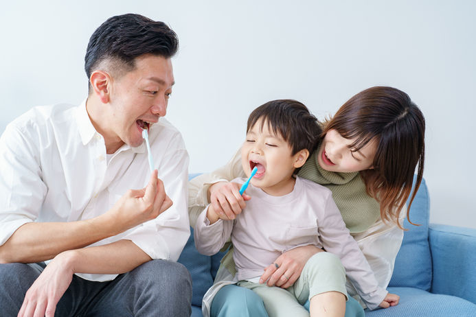 歯磨き親子