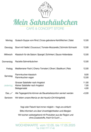 Das Mittagsmenü vom 12. bis 17. Mai 2025