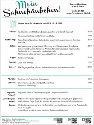Menükarte 17. bis 21. September