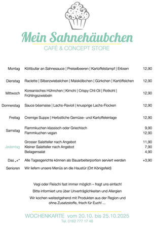 Voilà unsere Mittagsmenüs vom 20. bis 25. Oktober: