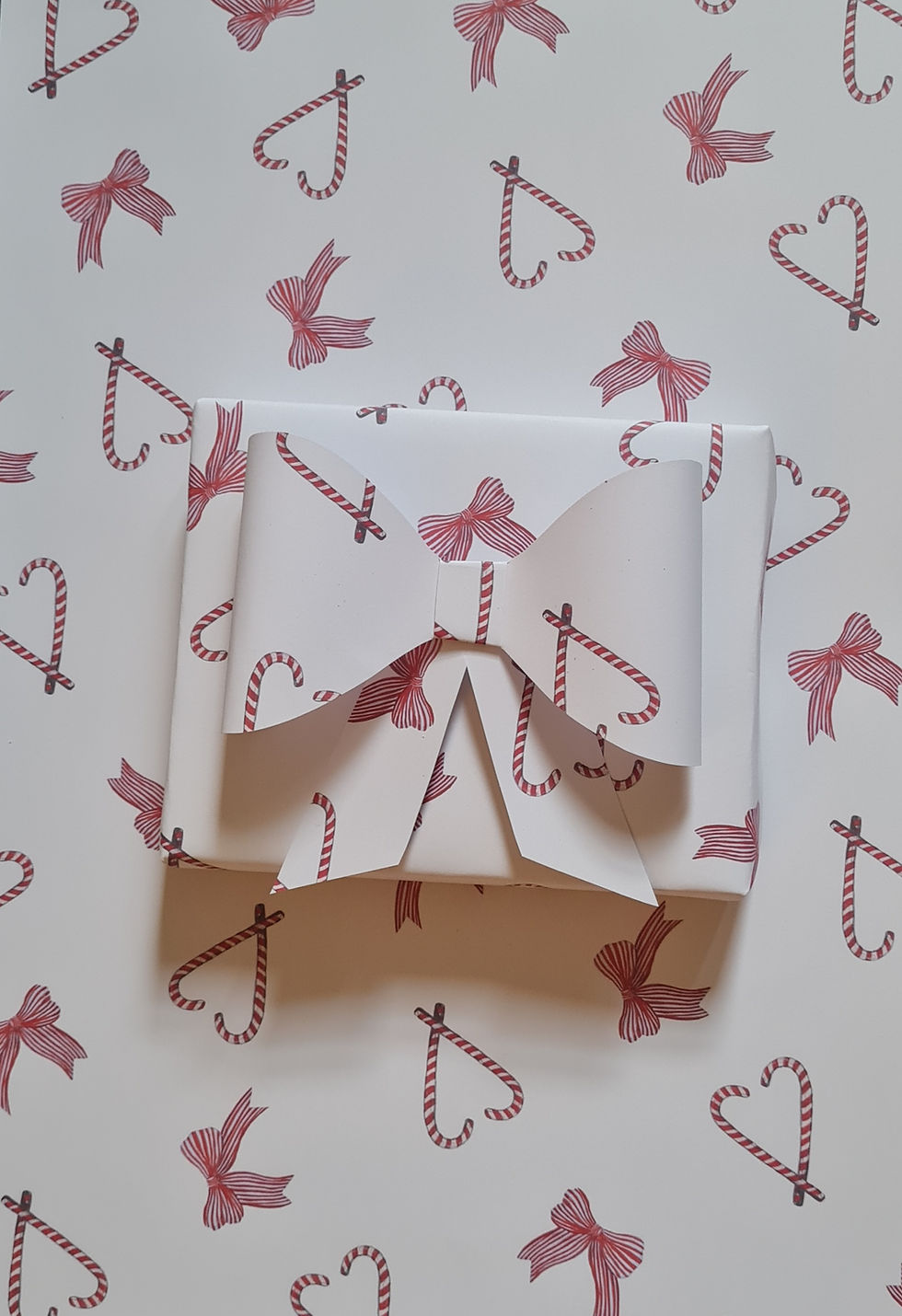 Thumbnail: Candy Cane & Bows gift wrapping paper