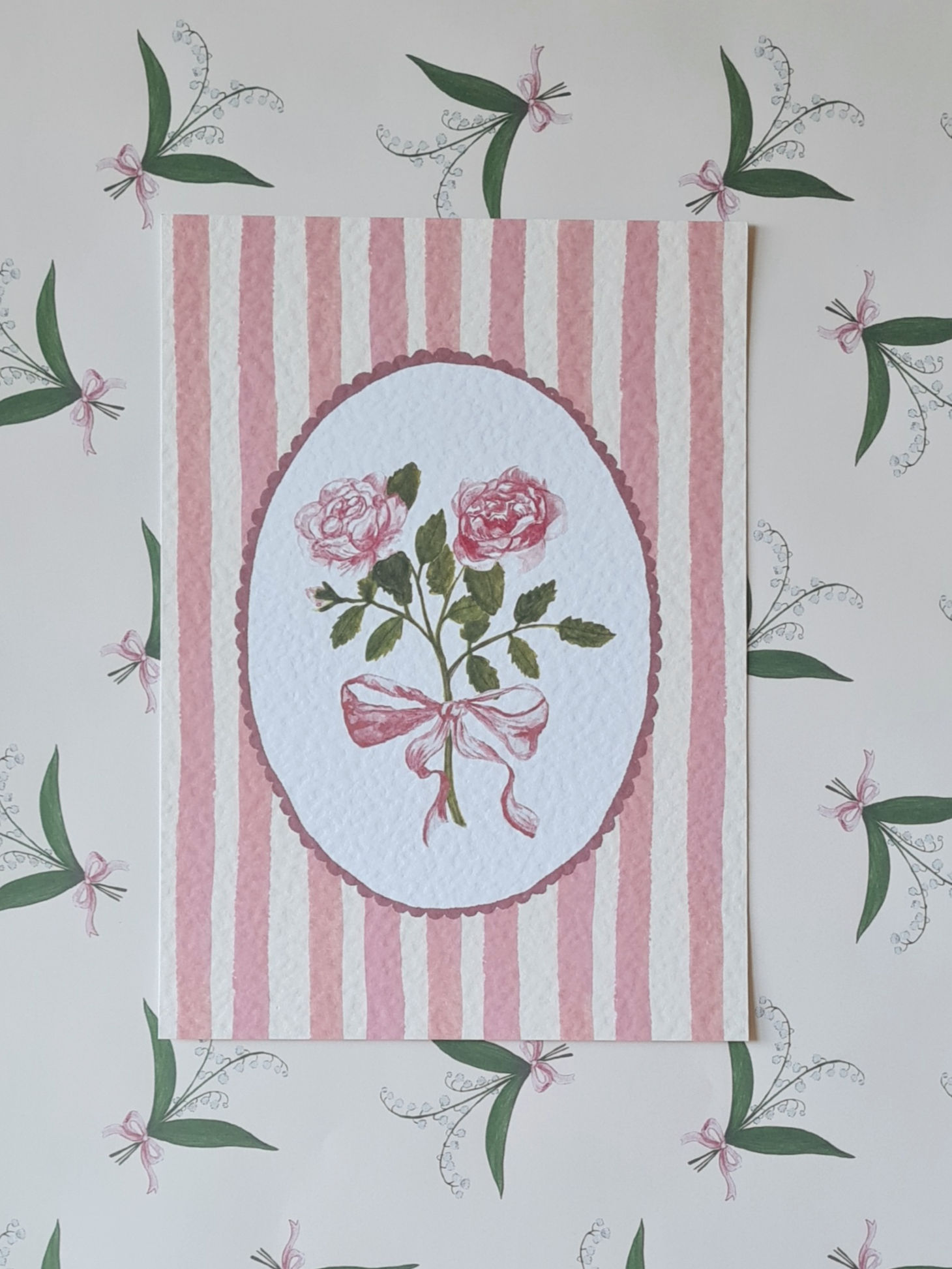 Garden Roses with Pink Stripes | Art Print