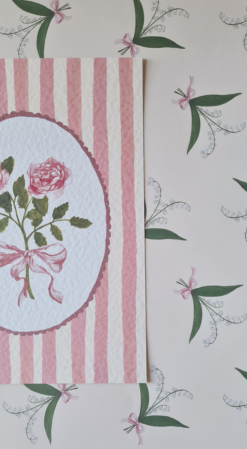 Thumbnail: Garden Roses with Pink Stripes | Art Print
