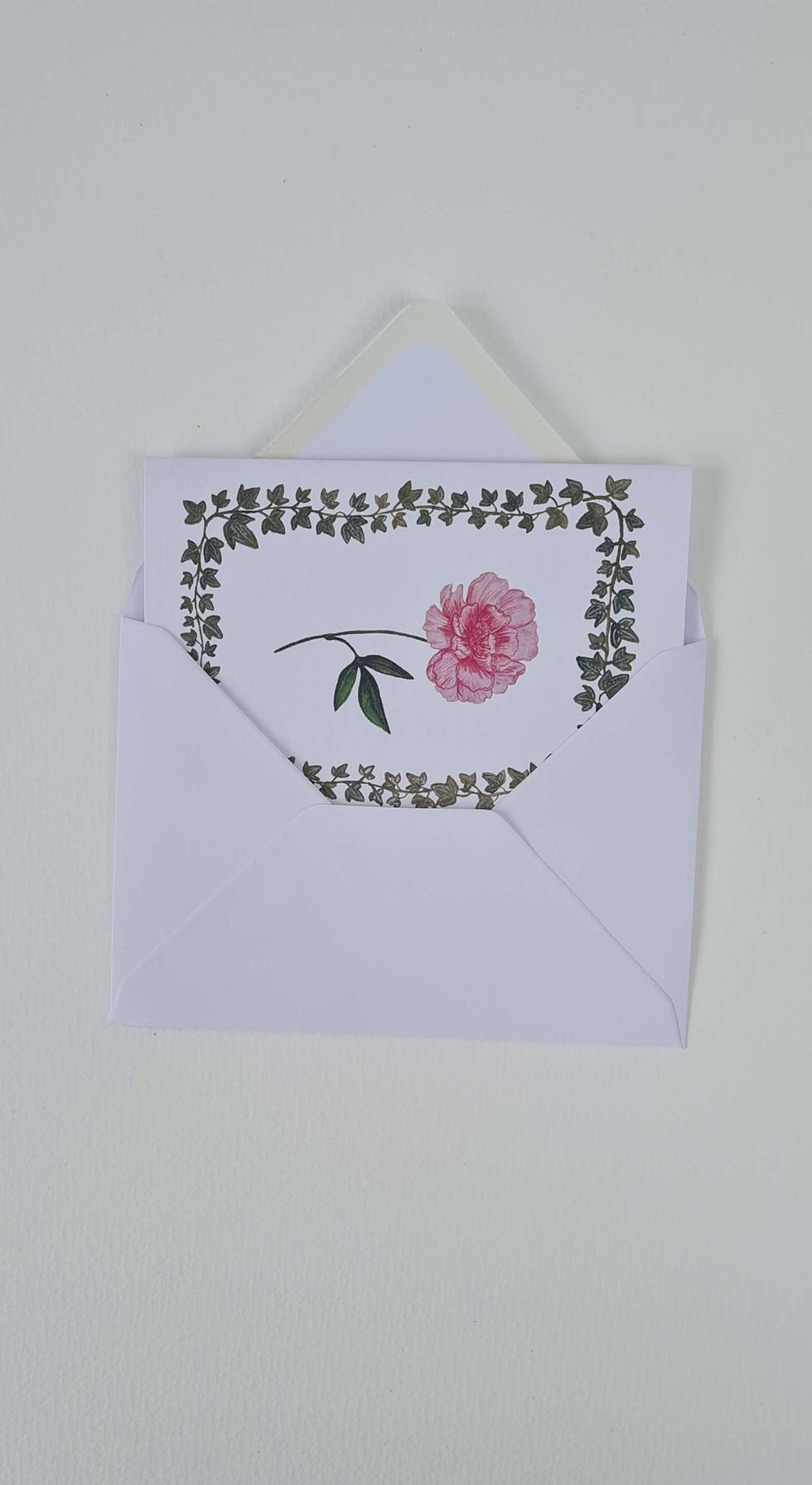 Thumbnail: Pink Peony with ivy frame, A6 greeting card with envelope 