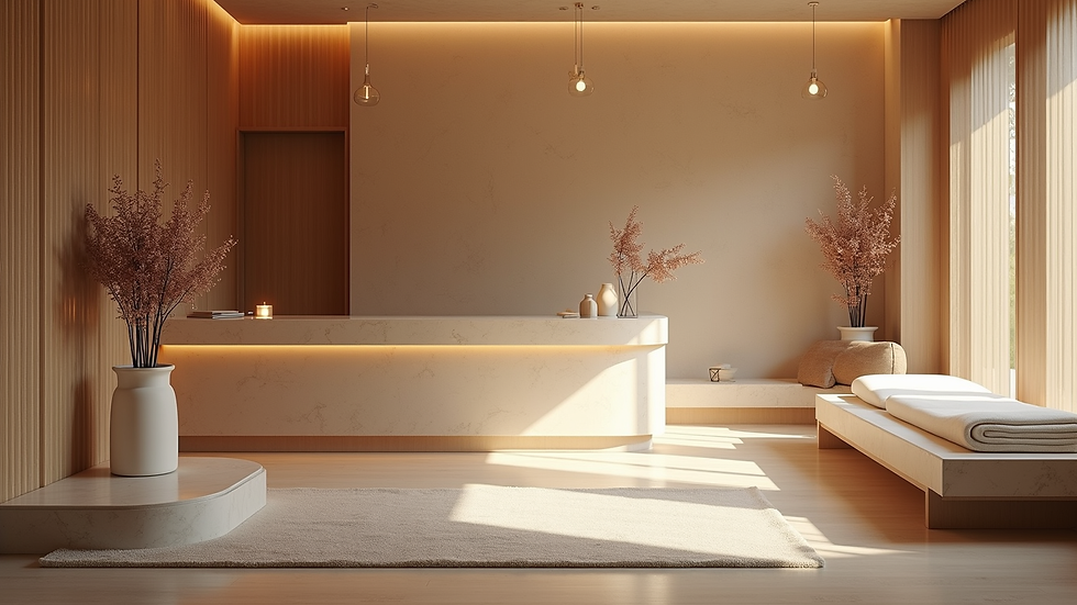 high angle view of peaceful spa reception area