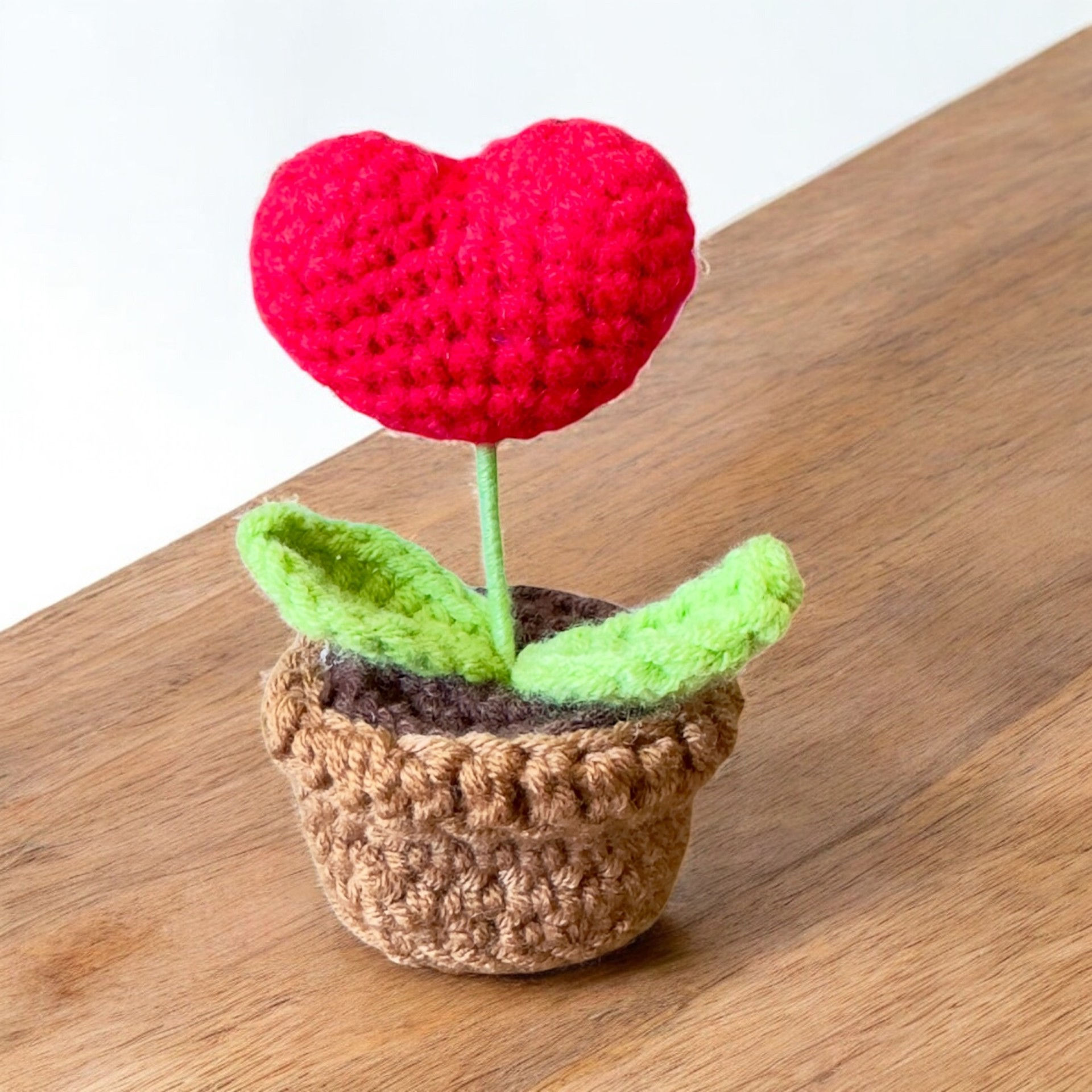 Knitted Heart in Pot