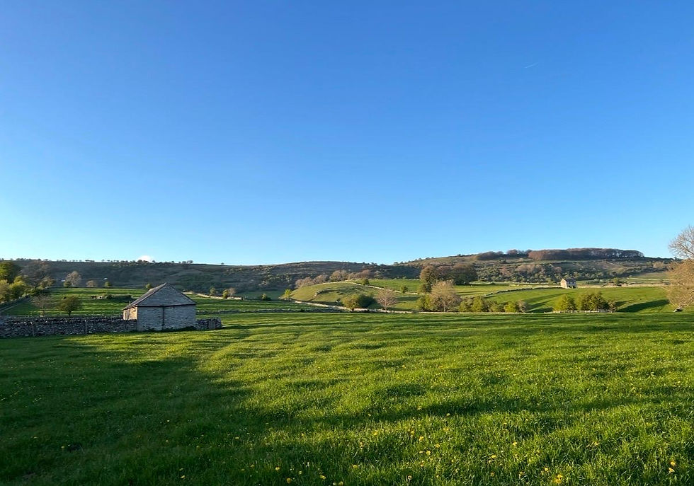 A beautiful view across Church Lane Farm towards Longstone Edge