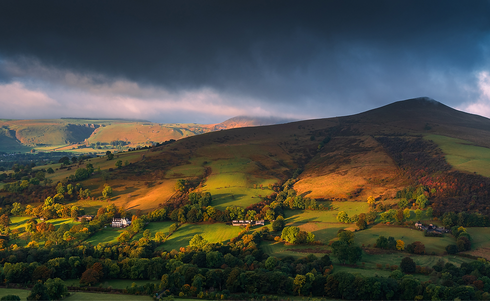 Losehill House in the Peak District at golden hour