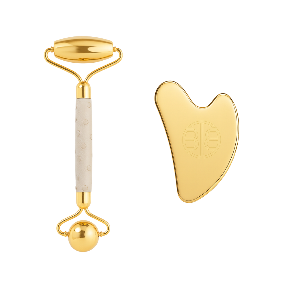 Thumbnail: Exotic Set of Roller & Gua Sha, w/ Ostrich Leather