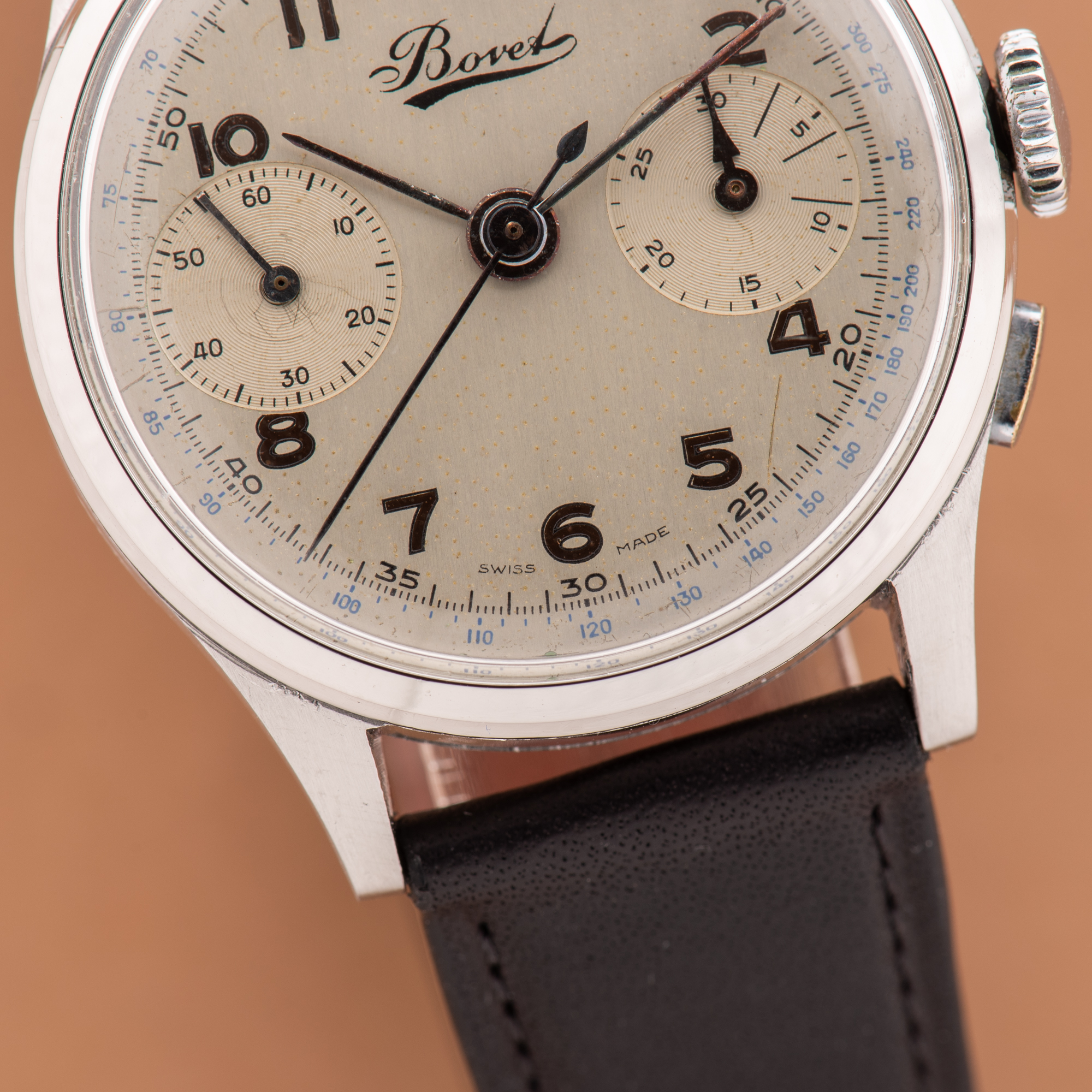 Zicht op Bovet Chronogaph 1940s Landeron 51
