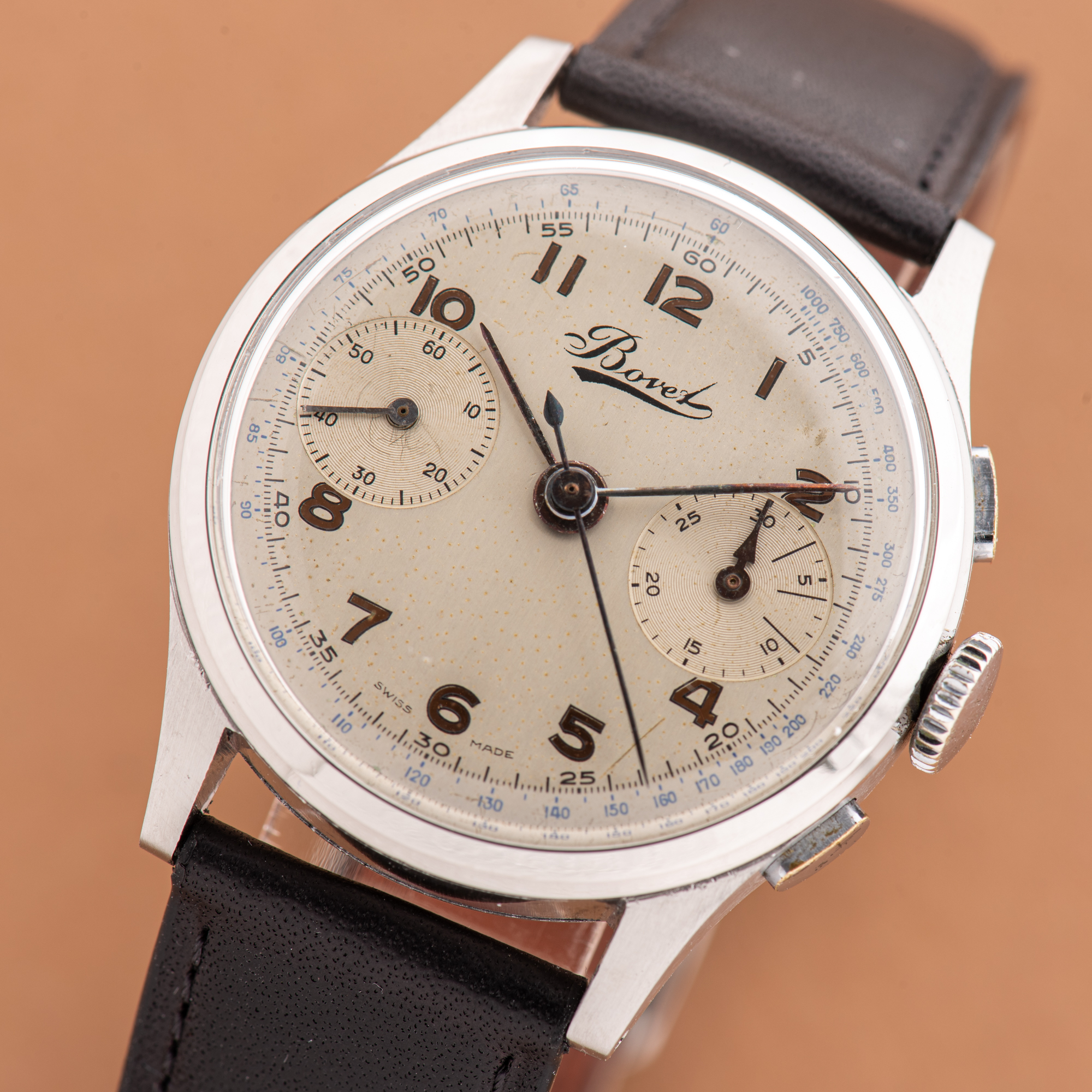 Zicht op Bovet Chronogaph 1940s Landeron 51