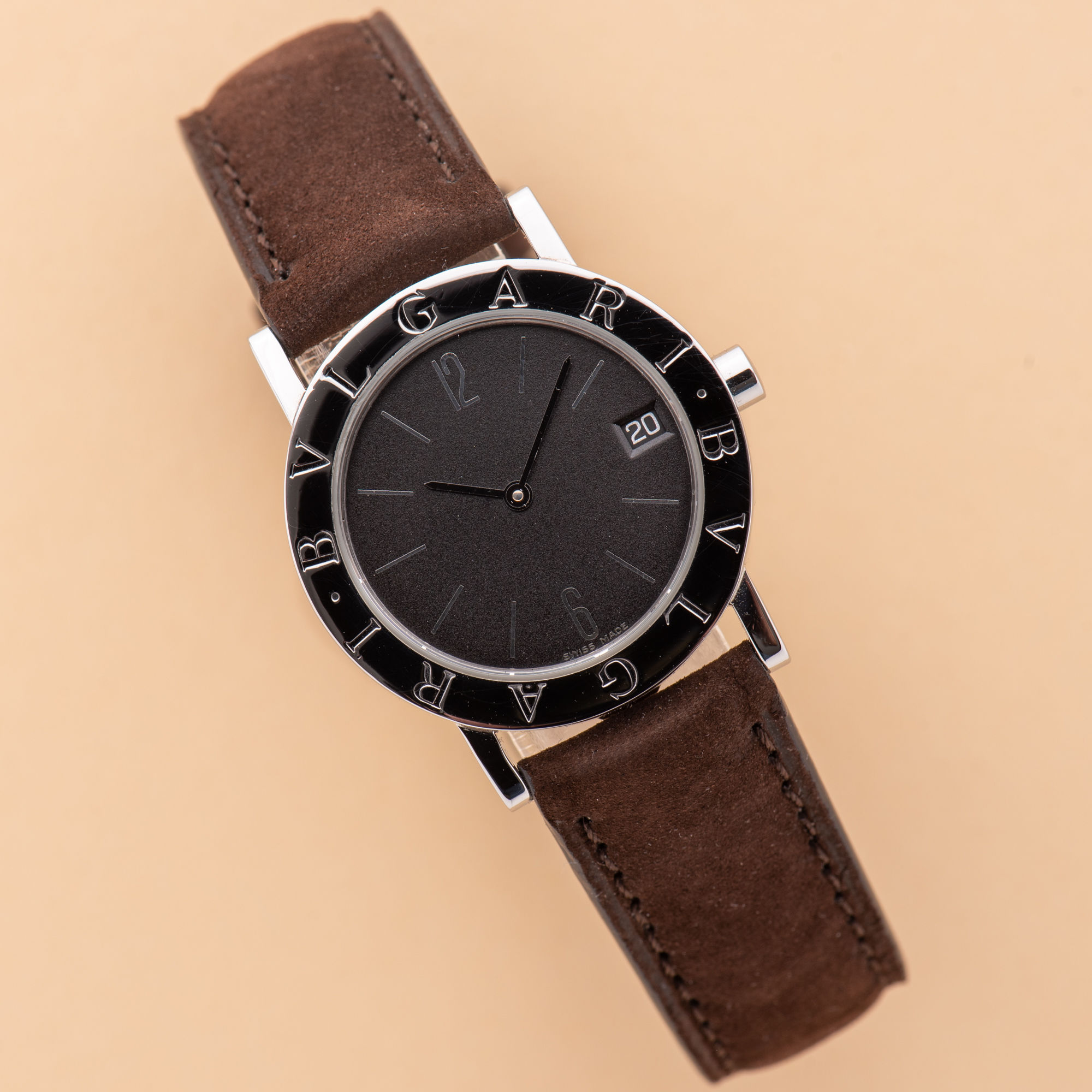 Bulgari Diagono Solotempo Date 30 Black Matte Dial Réf BB30SLD