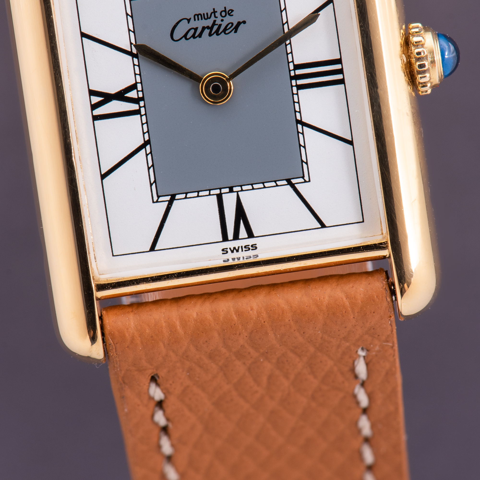 View of Cartier Tank De Must Vermeil Grand Large Model Full Set Réf 590005