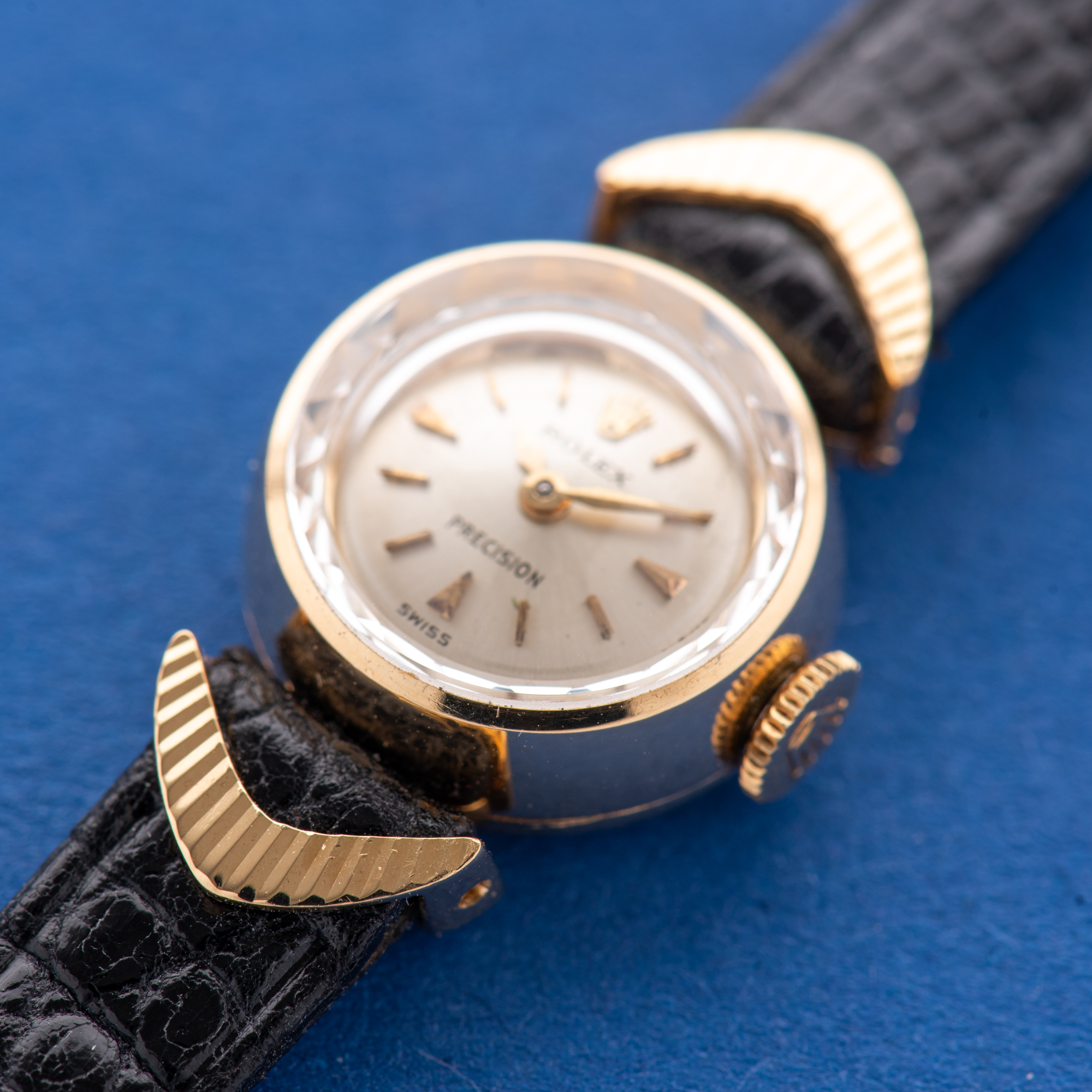 View of Rolex Precision Cocktail watch 18K Yellow Gold Ref 2132