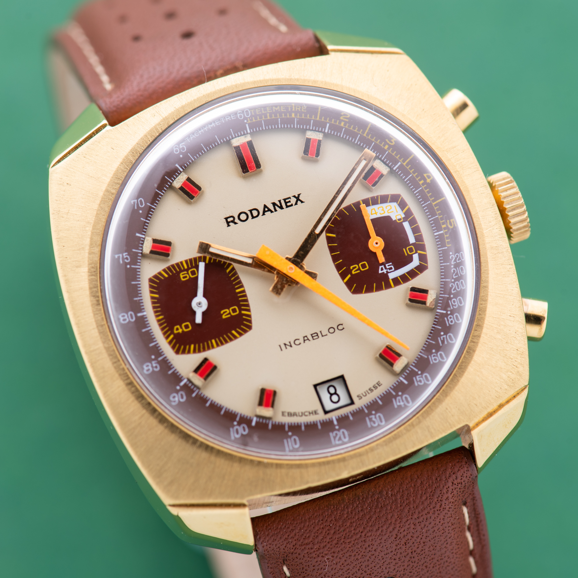Zicht op Rodanex Chronographe incabloc valjoux 7734