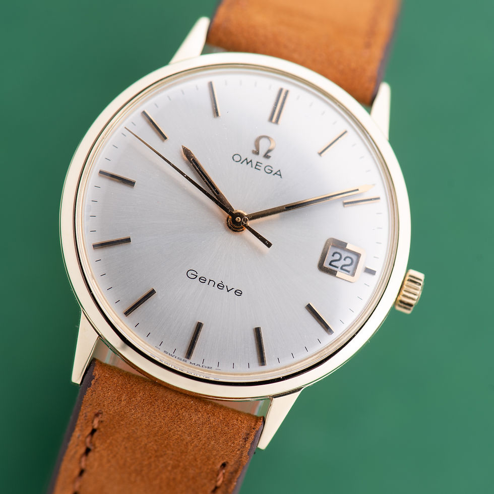 Thumbnail: Omega Genève Date Dress Watch 14K Yellow Gold from 1969 Réf 131.041