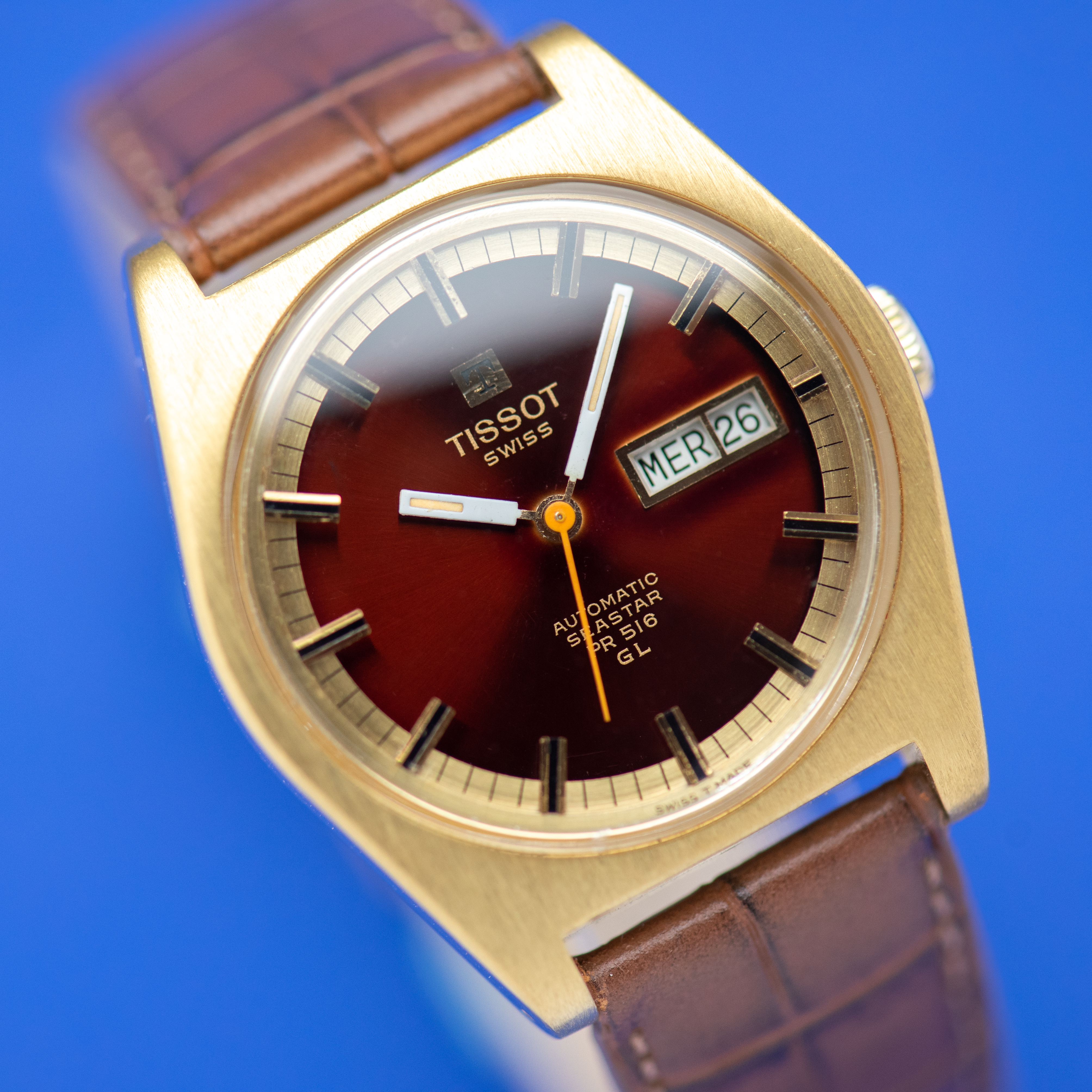 View of Tissot Seastar PR516 GL Bordeaux Day Date Automatic
