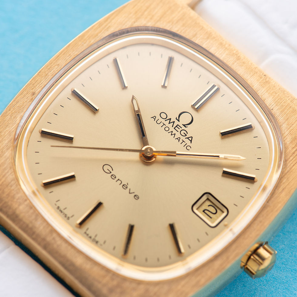 Thumbnail: Omega Genève Automatic Date Champagne TV Case From 1973 Réf 166.0190