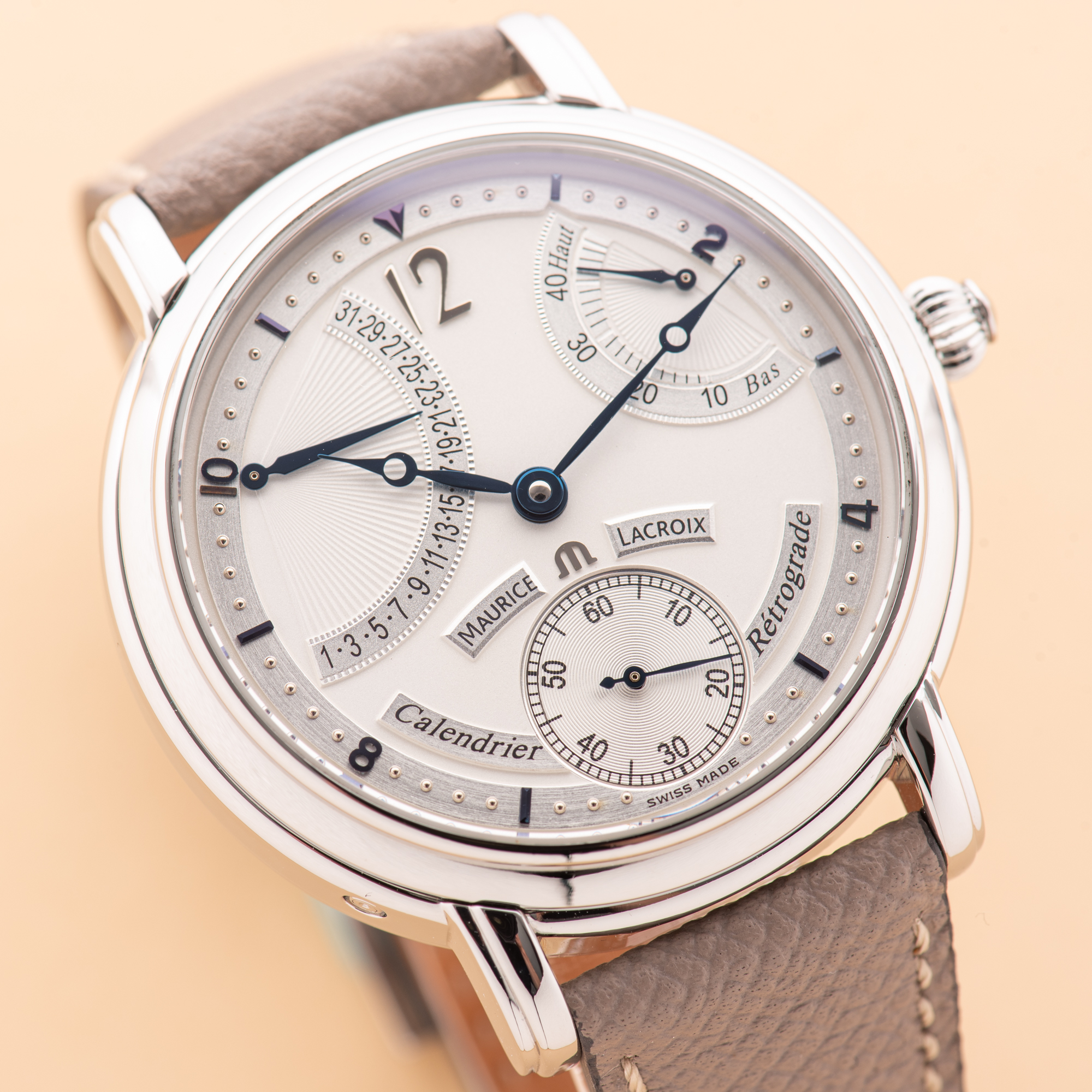 Vue de Maurice Lacroix Masterpiece Calendrier Retrograde Acier Réf MP7068