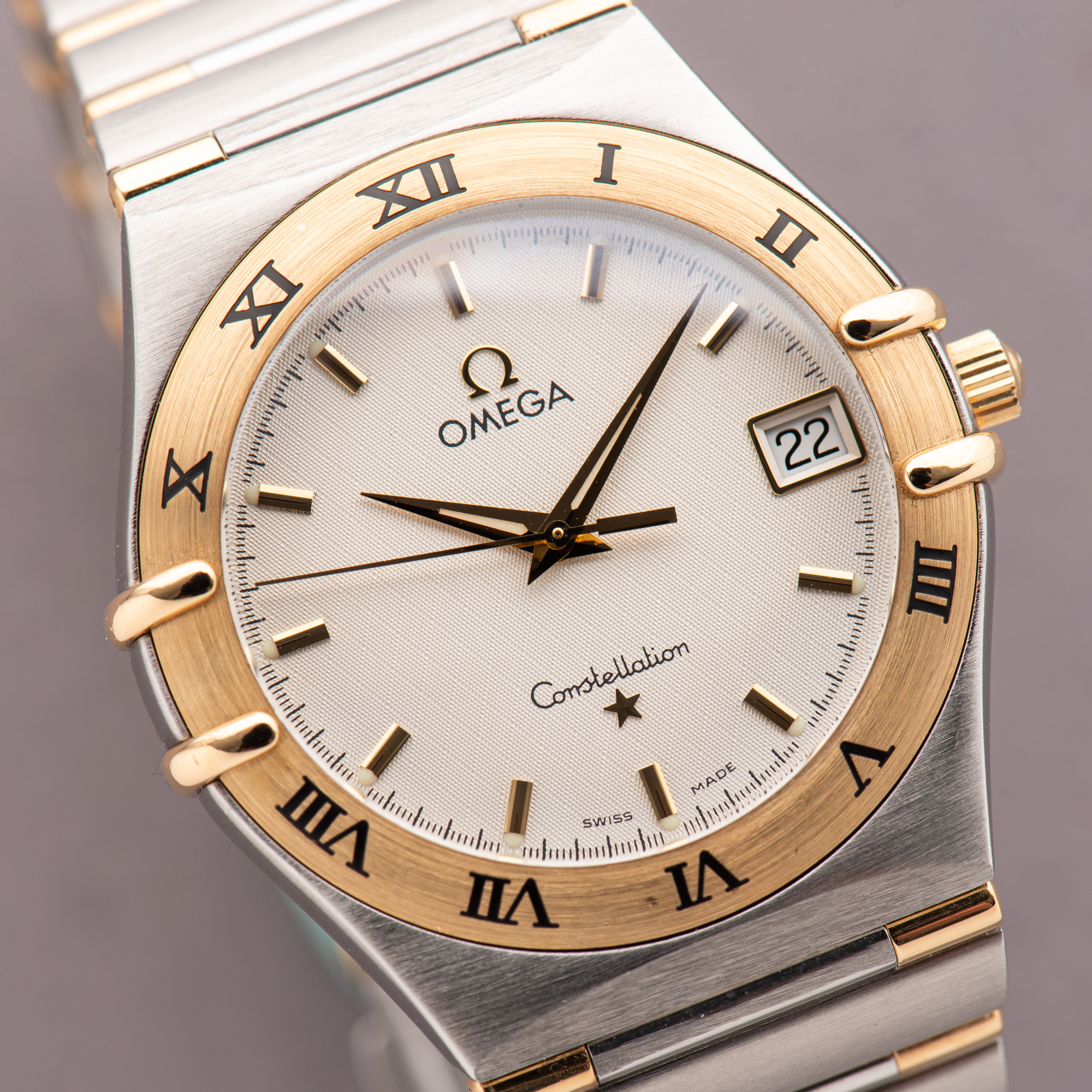 View of Omega Constellation Quartz Gold Steel Half bar from 1995 Réf 1312.30.00