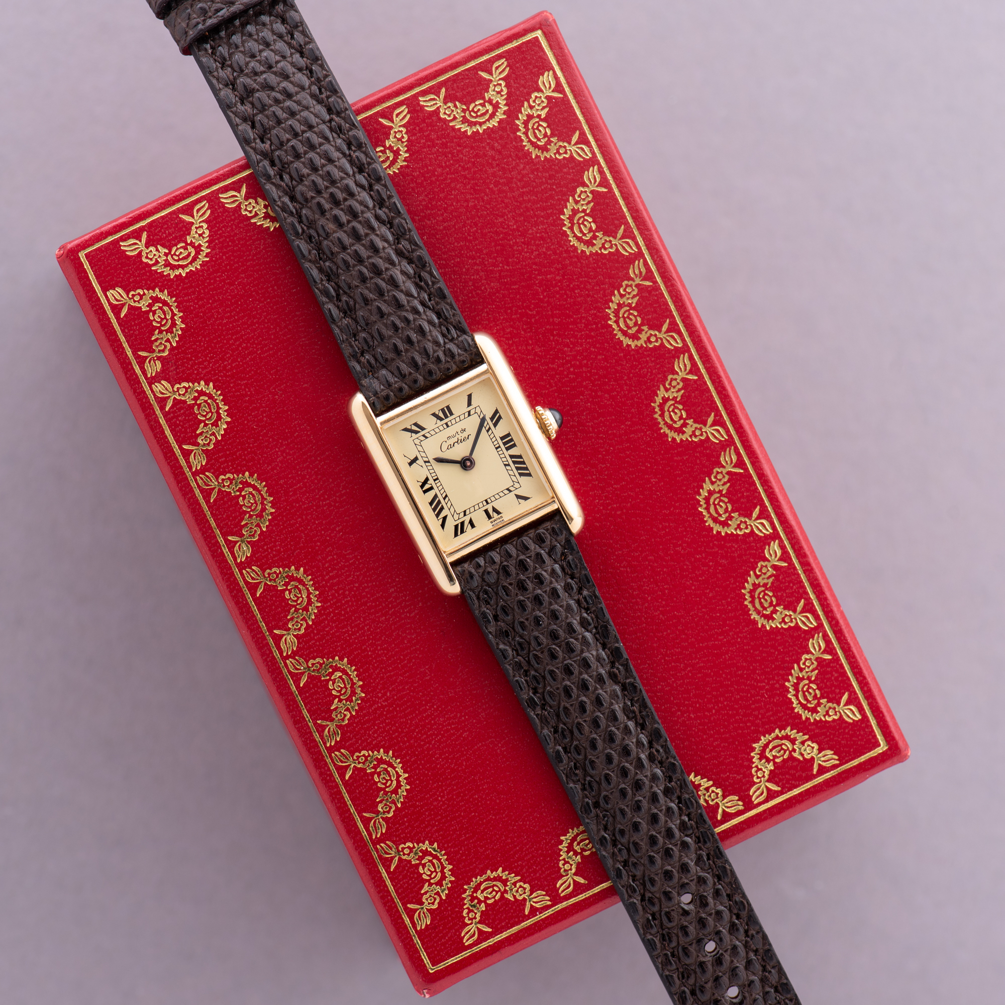 Vue de Cartier Must de Tank Vermeil Roman Lemon Dial Full Set 1980