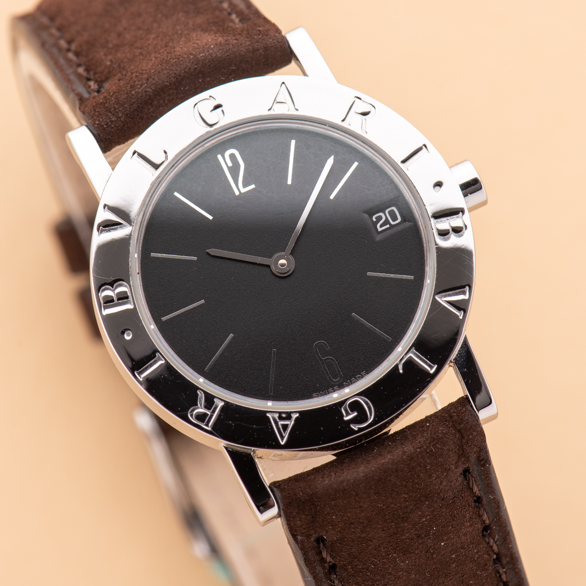 Vue de Bulgari Diagono Solotempo Date 30 Black Matte Dial Réf BB30SLD