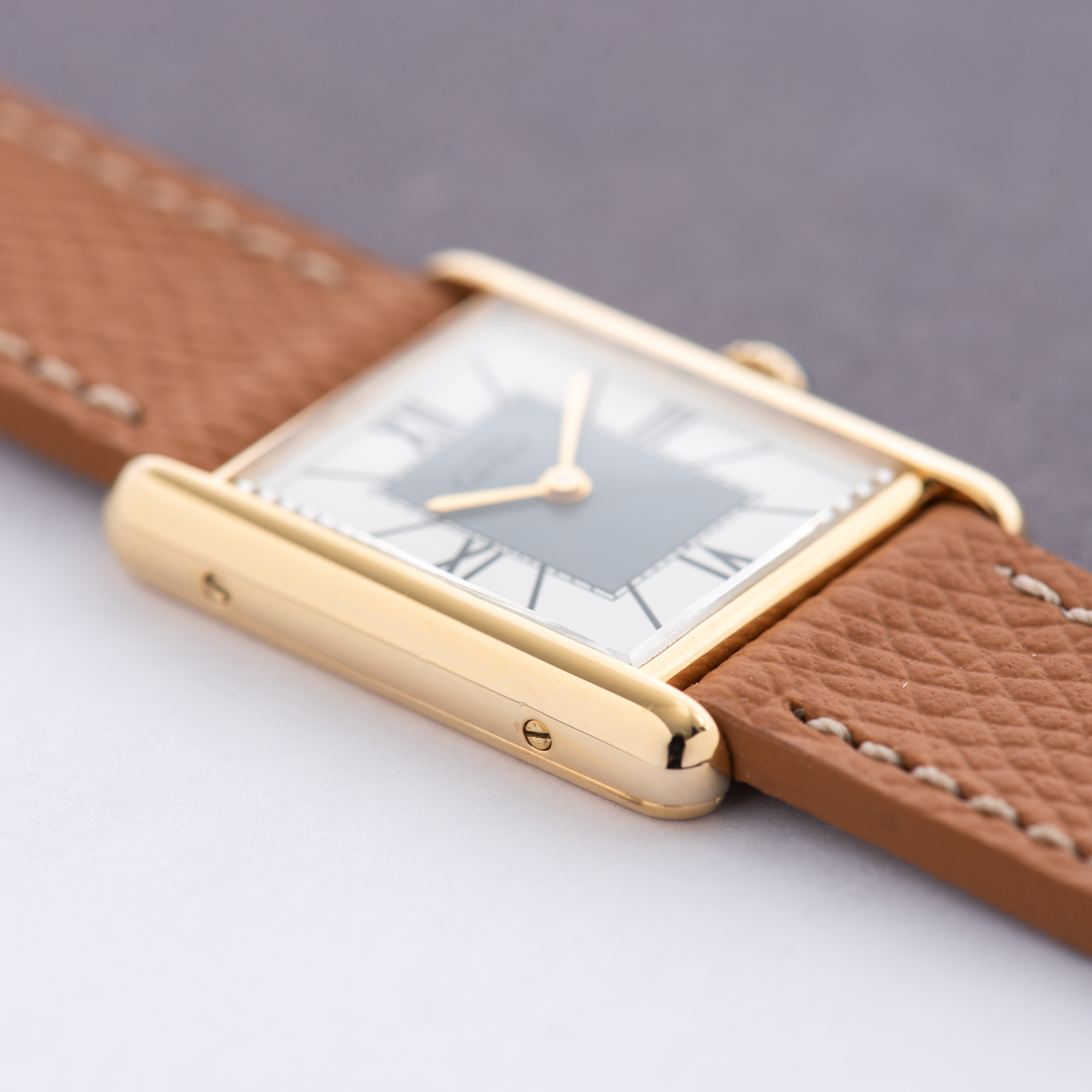 View of Cartier Tank De Must Vermeil Grand Large Model Full Set Réf 590005