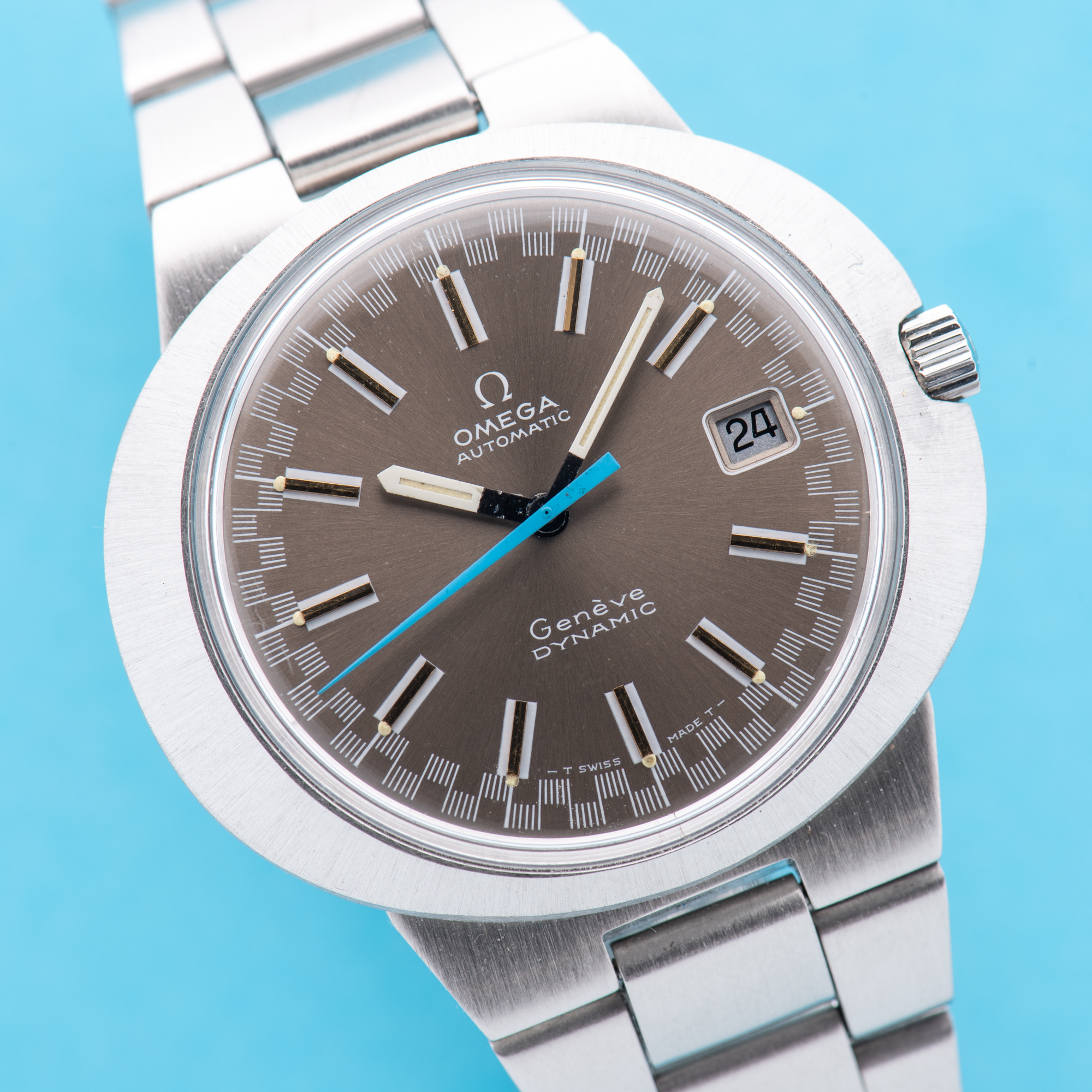 View of Omega Geneva Dynamic Automatic Racing Brown Dial Ref 166.039