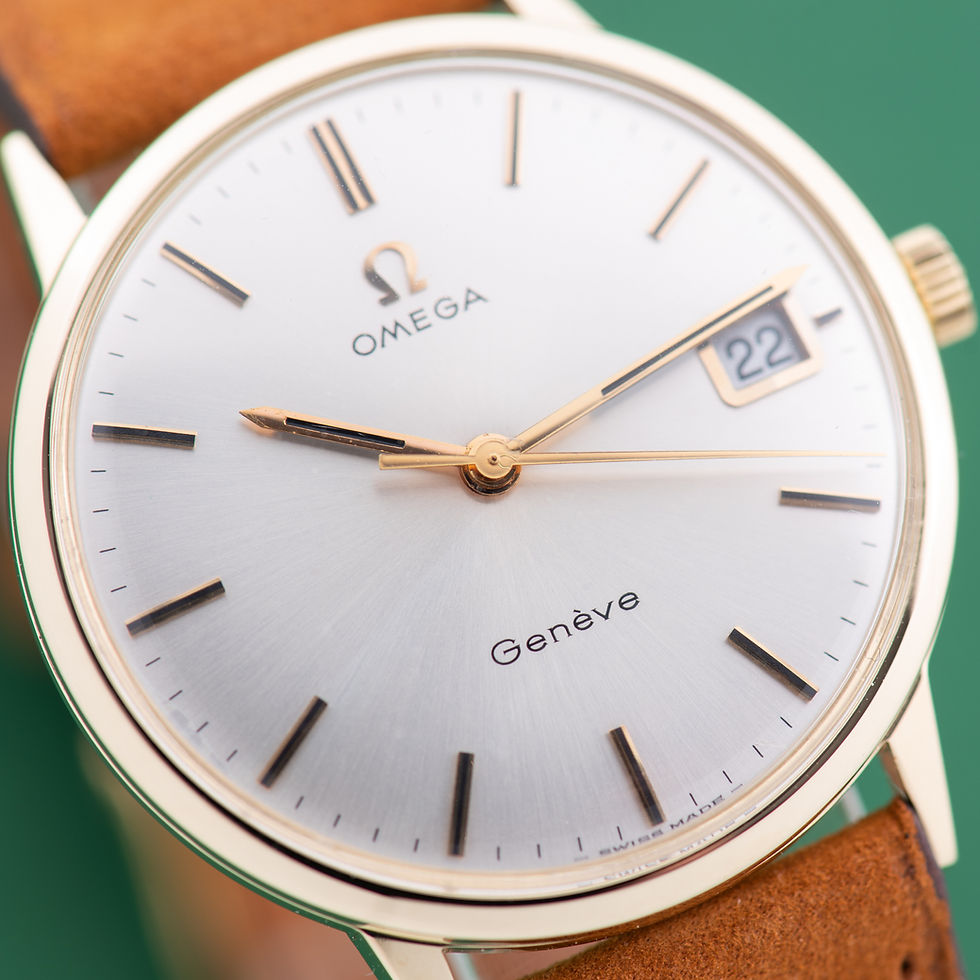 Thumbnail: Omega Genève Date Dress Watch 14K Yellow Gold from 1969 Réf 131.041