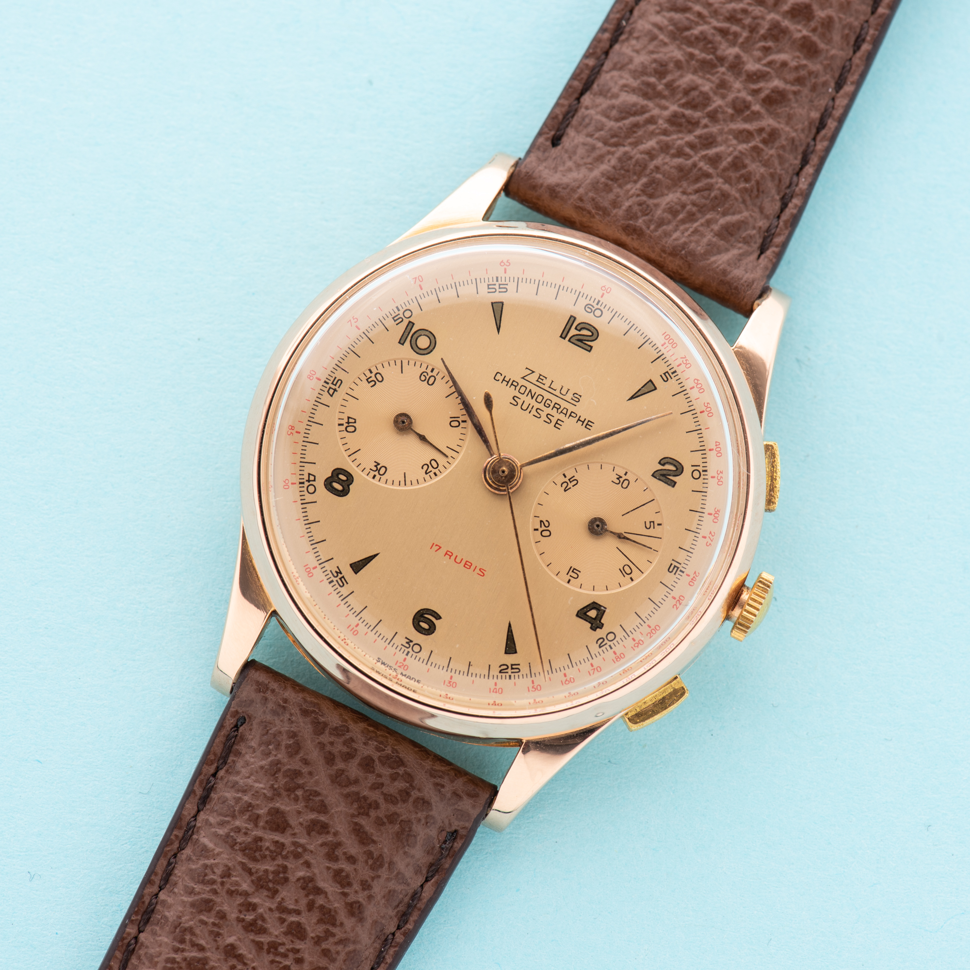 View of Zelus Chronograph Switzerland 18K Rose Gold Oversize