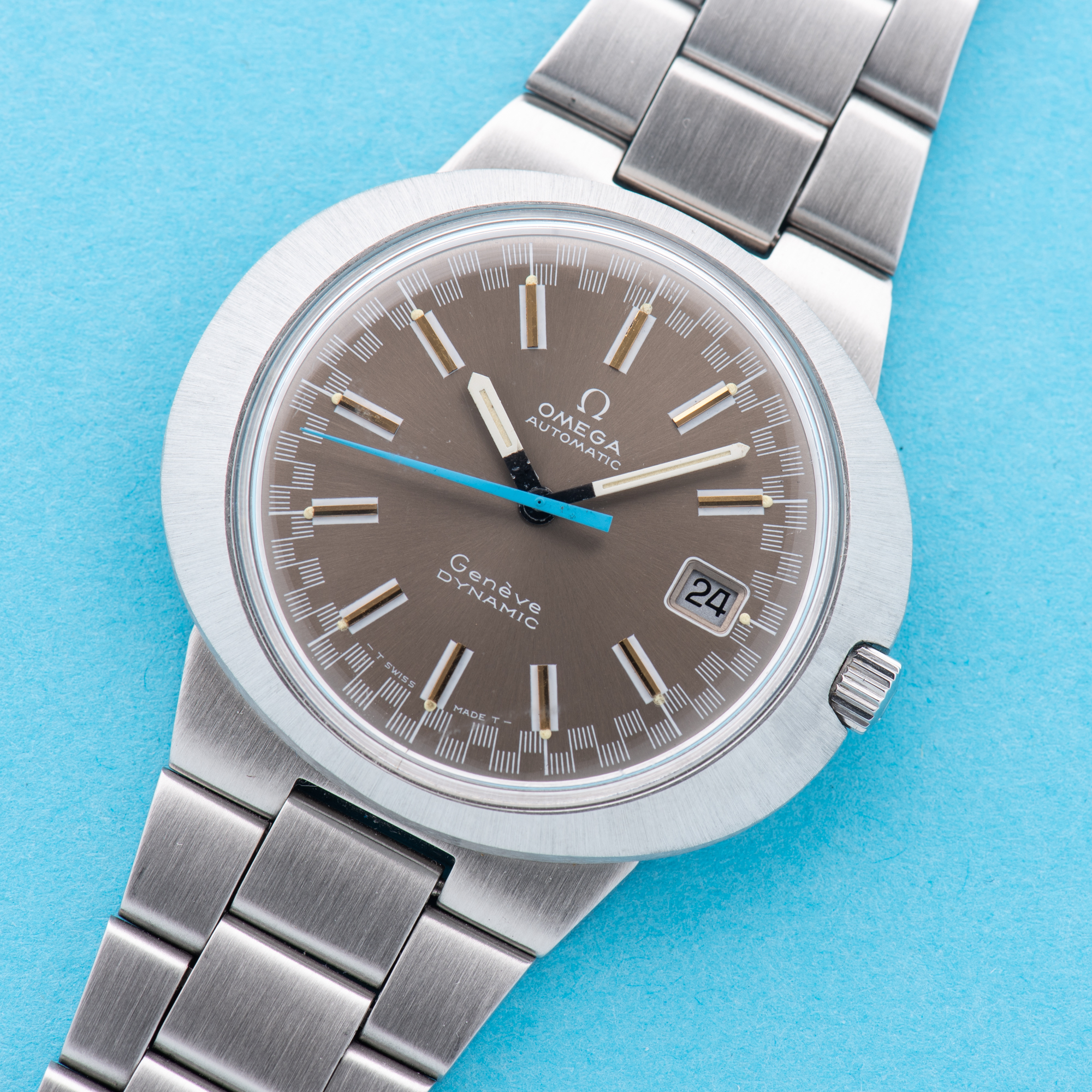 View of Omega Geneva Dynamic Automatic Racing Brown Dial Ref 166.039