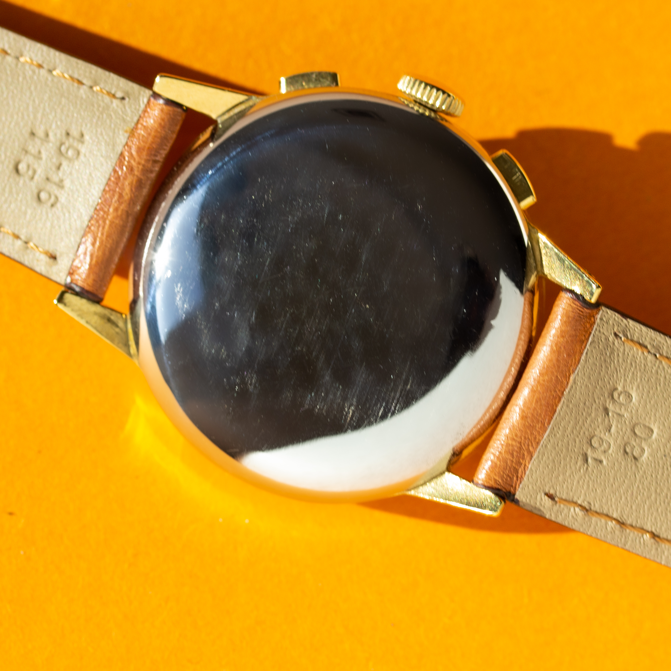 View of Heuer Big Eyes Pre Carrera Chronograph from 1950 réf 418