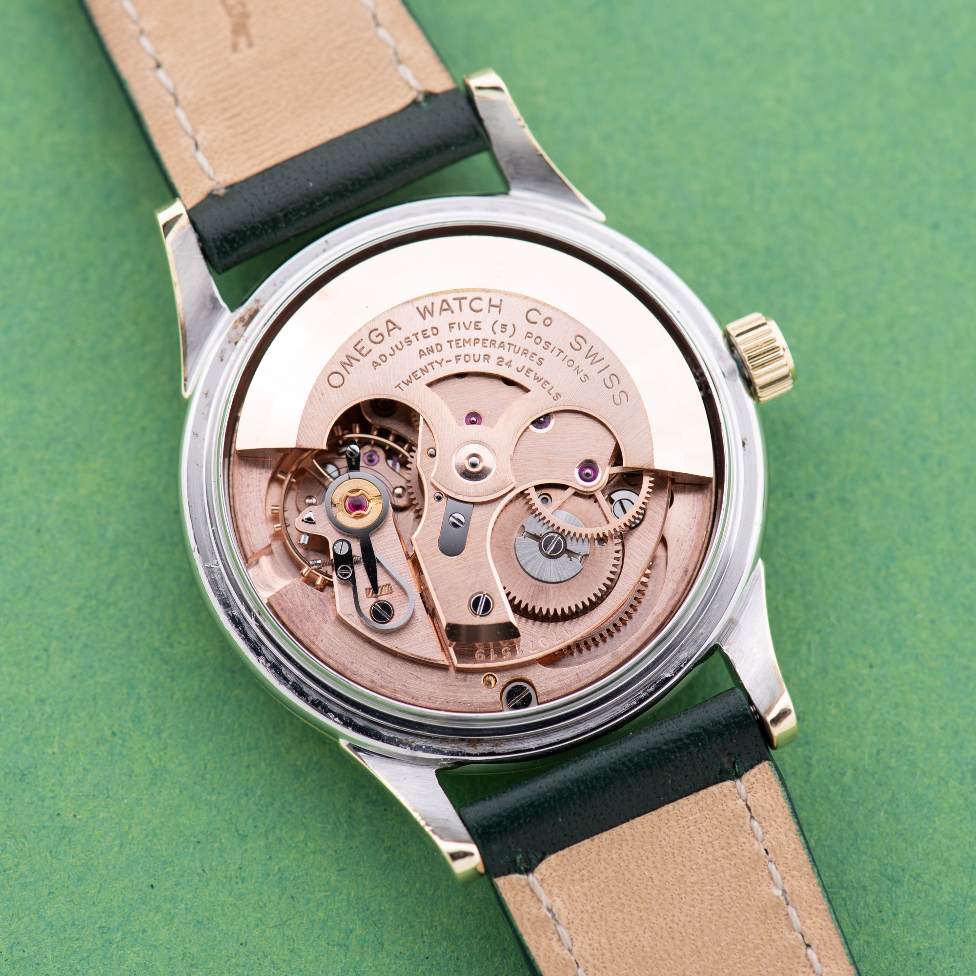 View of Omega Constellation Calendar 18K Gold/Steel Cal 504 from 1959 Ref 2943