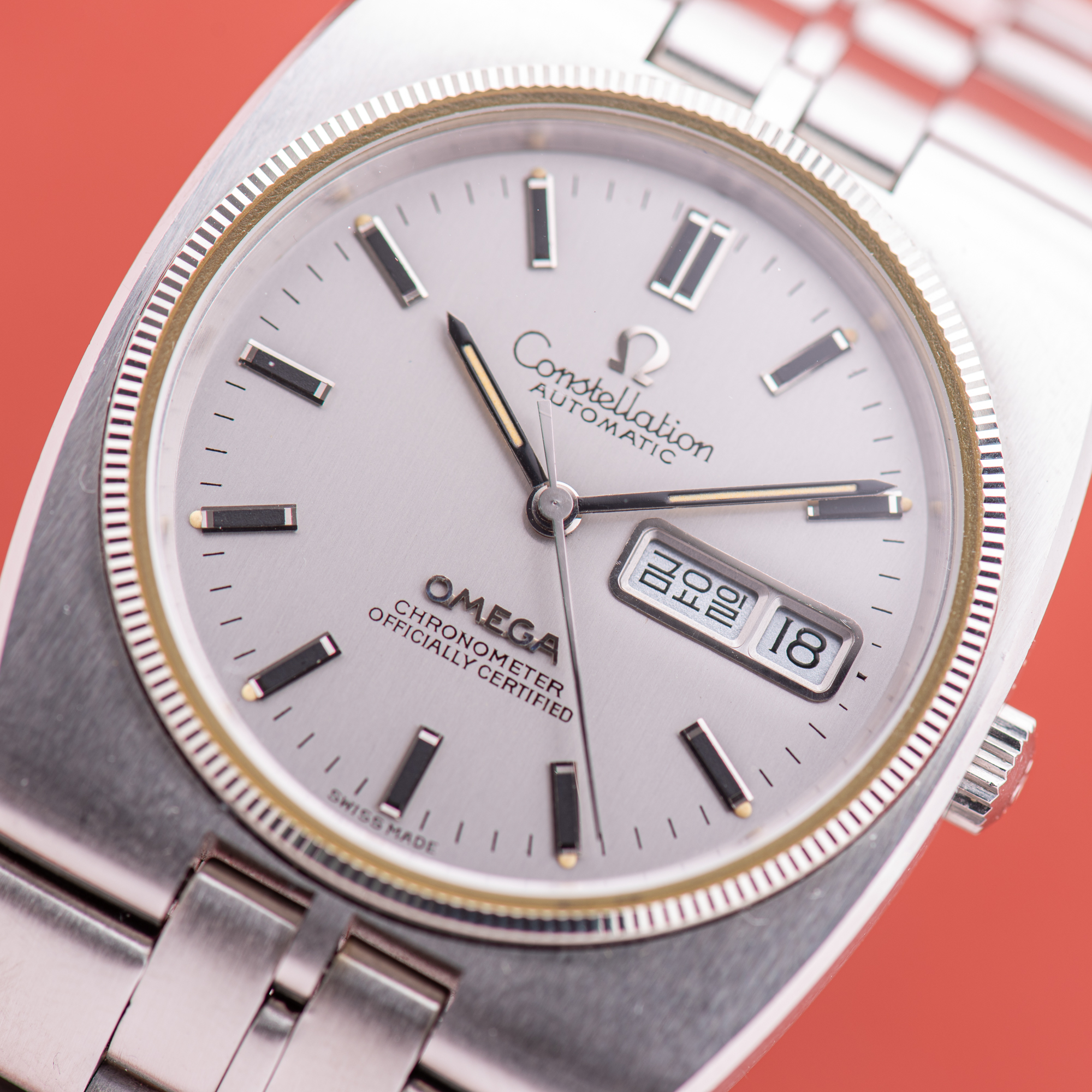 View of Omega Constellation Day Date (North) Korea Day from 1972 Ref 168.0054